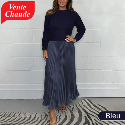 ✨ Élégance Sans Effort | Robe Femme Plissée à Col Rond