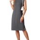🔥Soldes d'été 50 %🌸Robe mi-longue ample fendue à col rond et poches pour femme