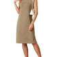 🔥Soldes d'été 50 %🌸Robe mi-longue ample fendue à col rond et poches pour femme