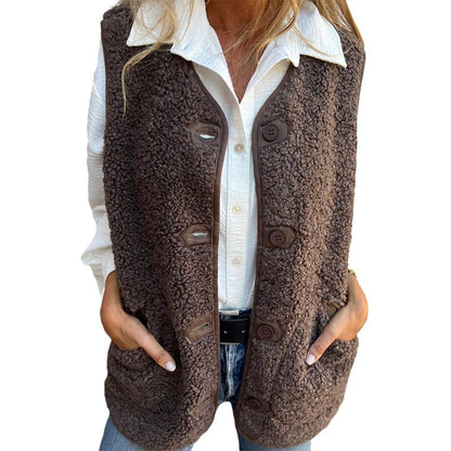 ⏳Réduction limitée de 50%💥Gilet Court Chaud à Boutons pour Femme en Automne