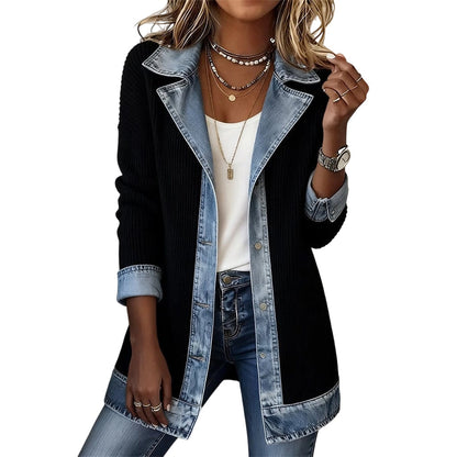 ⌛Dernier jour -60%🔥🧥Veste Femme en Maille & Denim🎁
